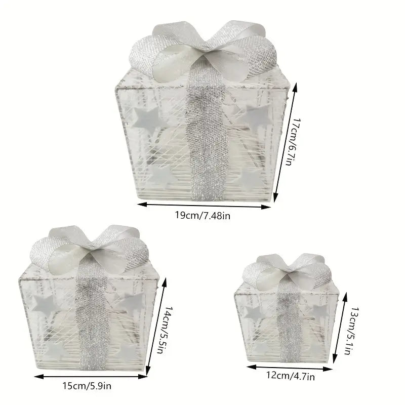 GlowBox™ | Weihnachtsgeschenkboxen GlowBox | 3er-Pack | LED-Beleuchtung | Batteriebetrieben