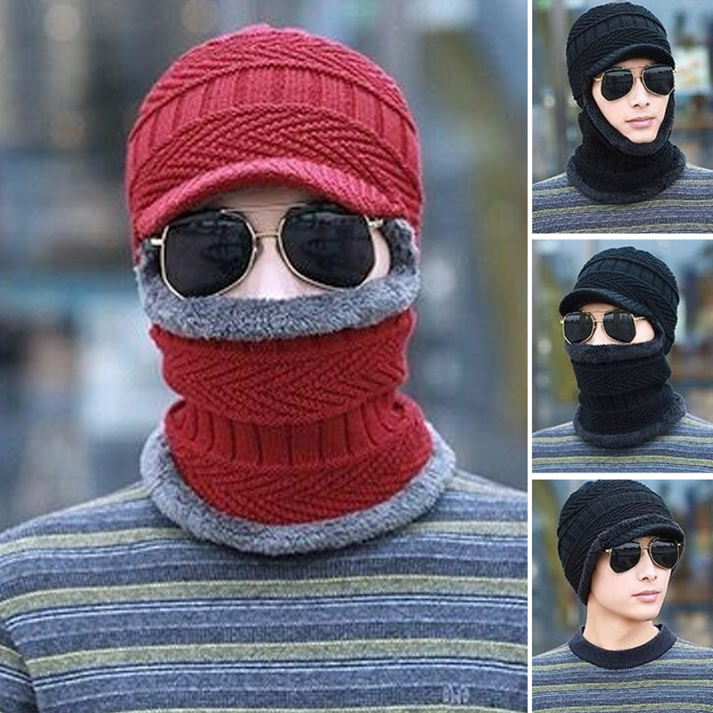 CozyMask™ | 2-in-1-Strickmütze mit Halswärmer für den Winter | Dickes Jacquardgewebe | Winddicht und kälteabweisend