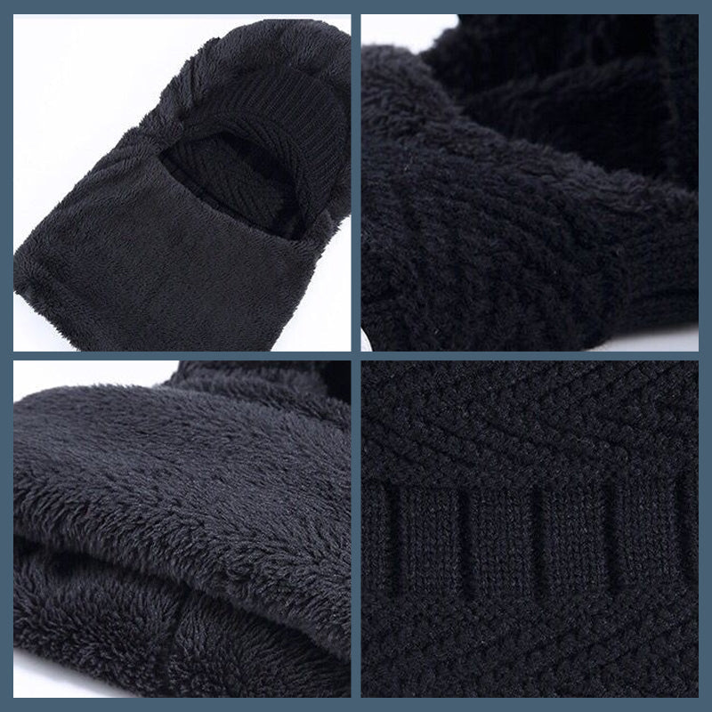 CozyMask™ | 2-in-1-Strickmütze mit Halswärmer für den Winter | Dickes Jacquardgewebe | Winddicht und kälteabweisend