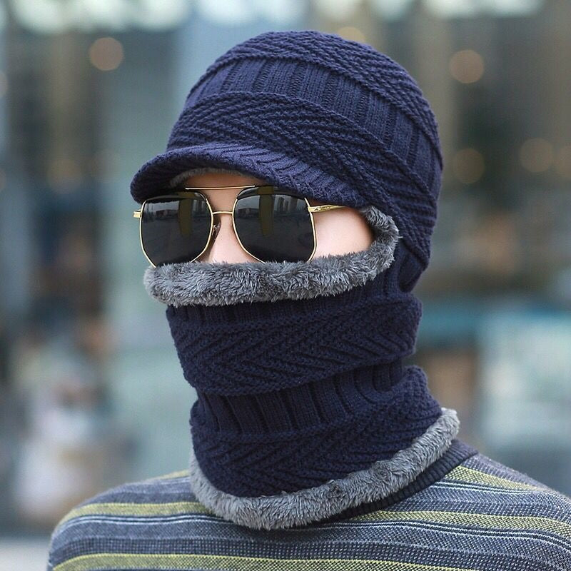 CozyMask™ | 2-in-1-Strickmütze mit Halswärmer für den Winter | Dickes Jacquardgewebe | Winddicht und kälteabweisend