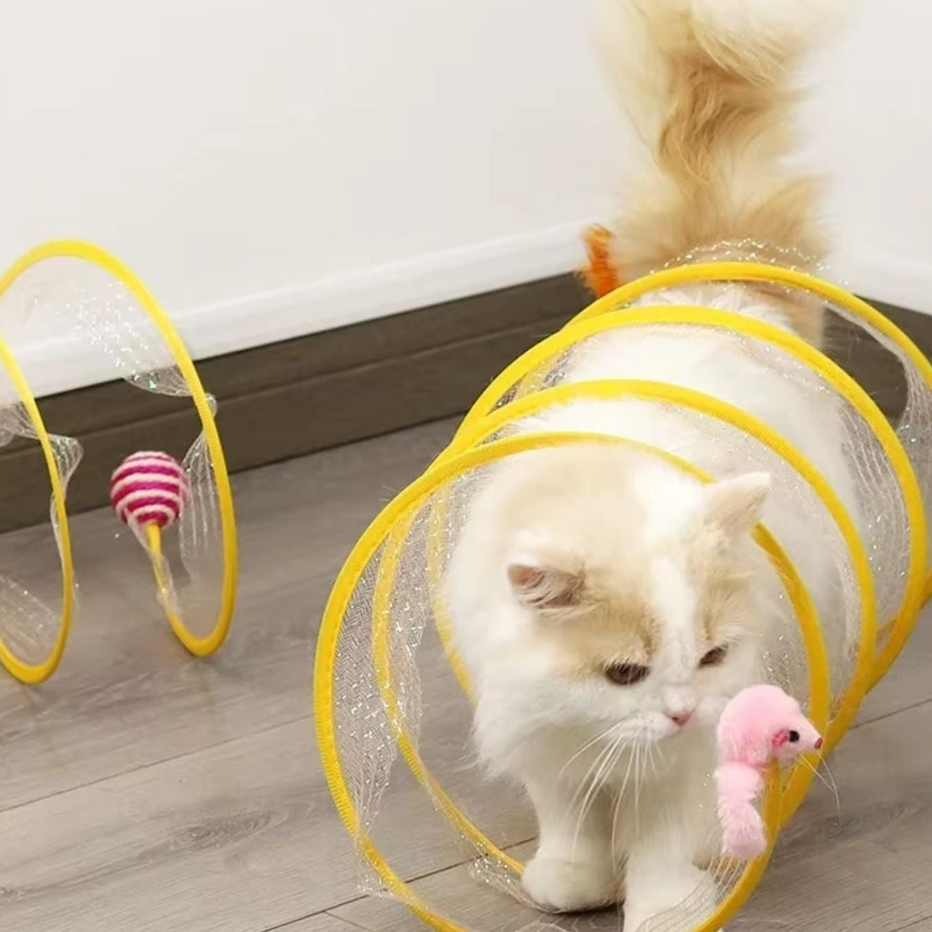 KittyMaze™ | Faltbarer Katzentunnel mit integrierten Spielzeugen