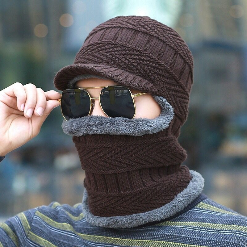 CozyMask™ | 2-in-1-Strickmütze mit Halswärmer für den Winter | Dickes Jacquardgewebe | Winddicht und kälteabweisend
