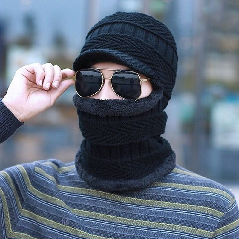 CozyMask™ | 2-in-1-Strickmütze mit Halswärmer für den Winter | Dickes Jacquardgewebe | Winddicht und kälteabweisend