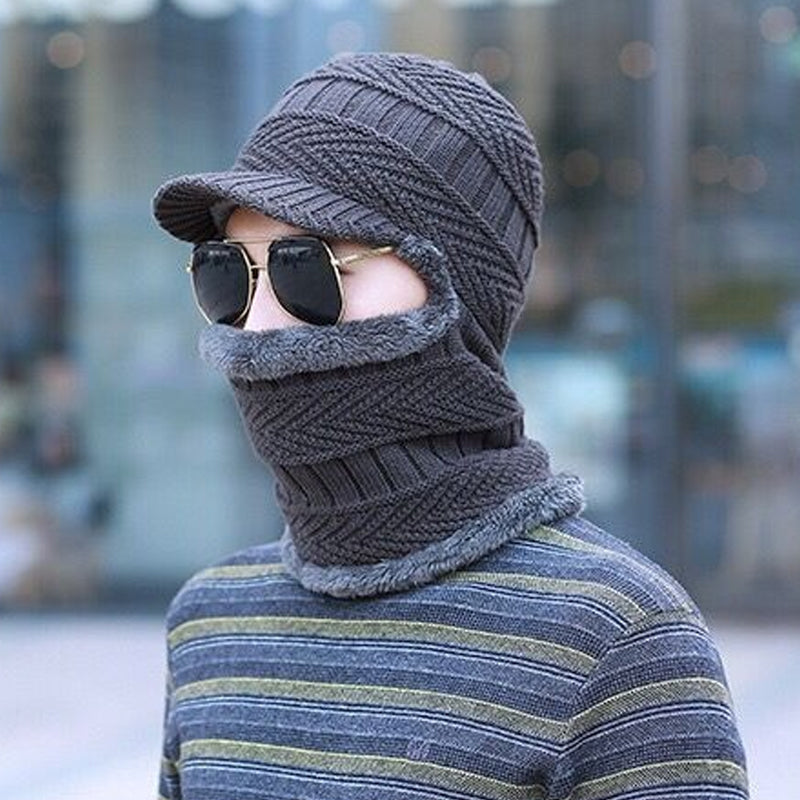 CozyMask™ | 2-in-1-Strickmütze mit Halswärmer für den Winter | Dickes Jacquardgewebe | Winddicht und kälteabweisend