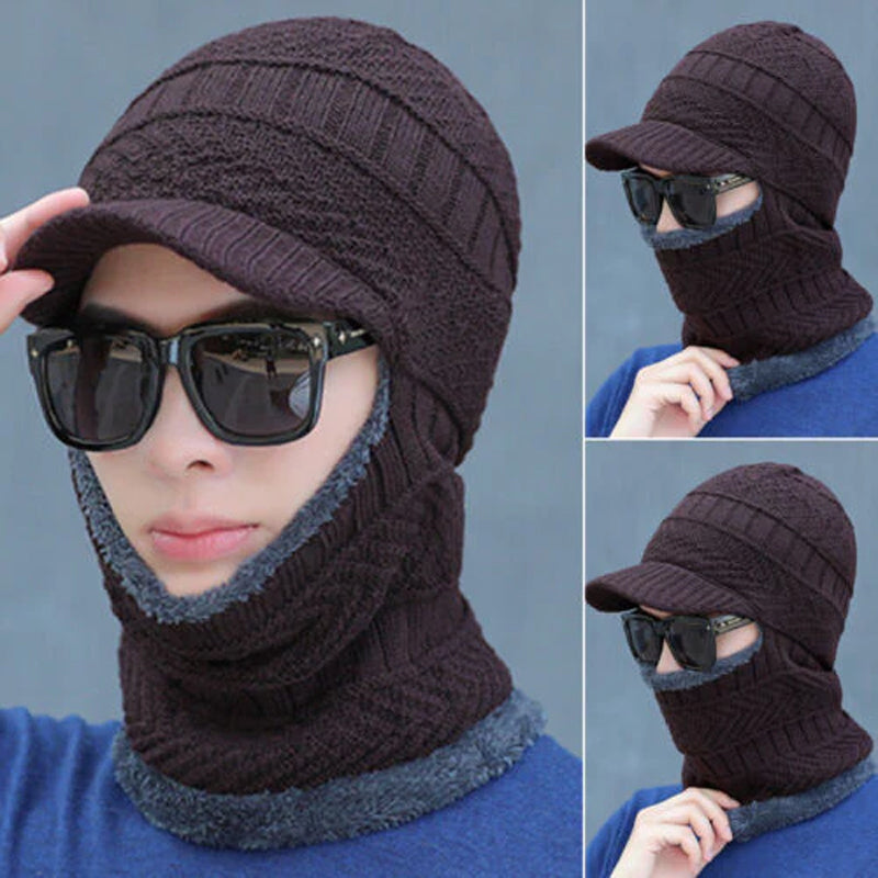 CozyMask™ | 2-in-1-Strickmütze mit Halswärmer für den Winter | Dickes Jacquardgewebe | Winddicht und kälteabweisend