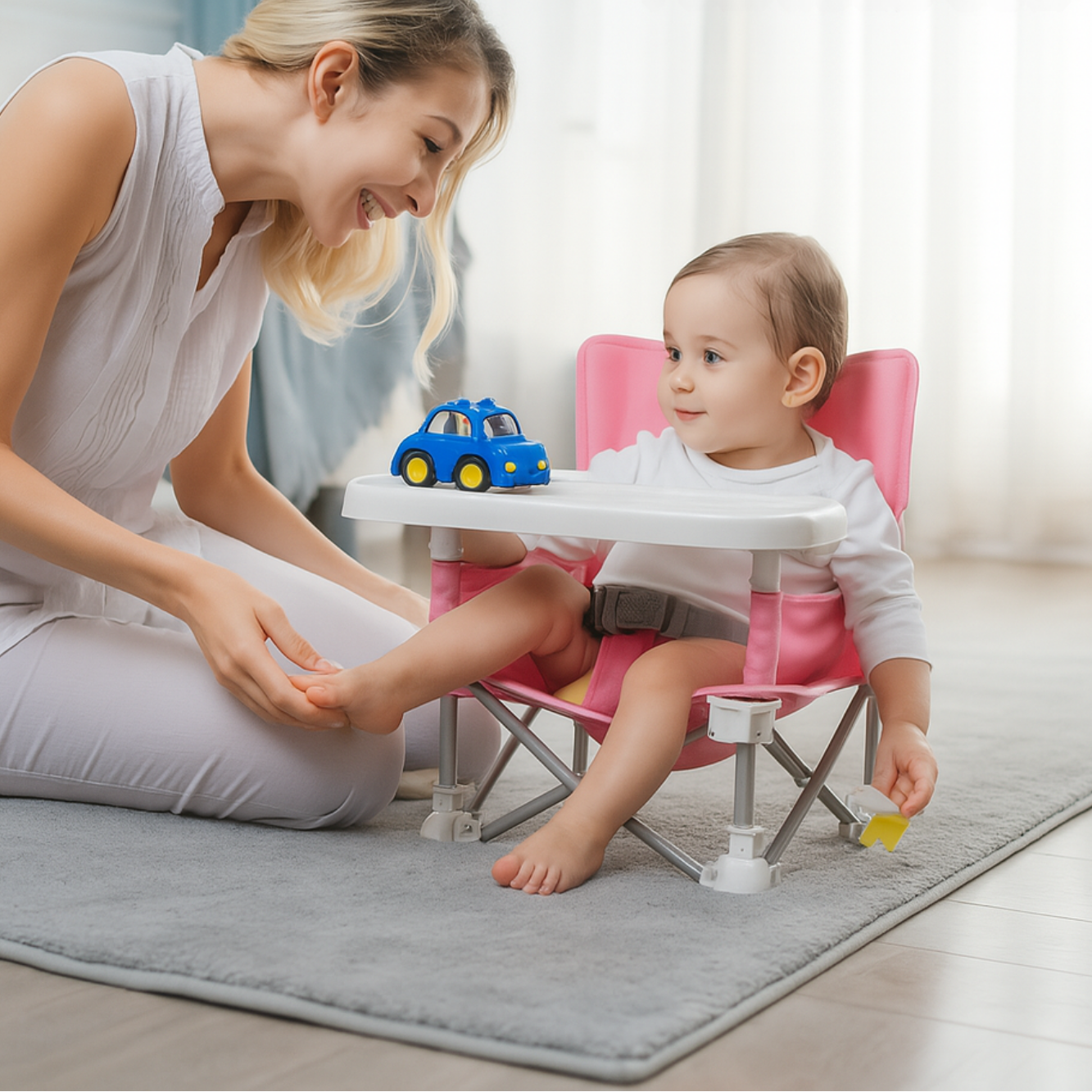 HuggleSeat™ | Tragbarer Kinderhochstuhl für Zuhause & unterwegs