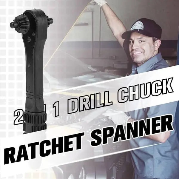 DrillRatchet™ | 2-in-1 Bohrfutter-Ratsche – Ratschen-Schraubenschlüssel aus Stahl mit rutschfestem Griff