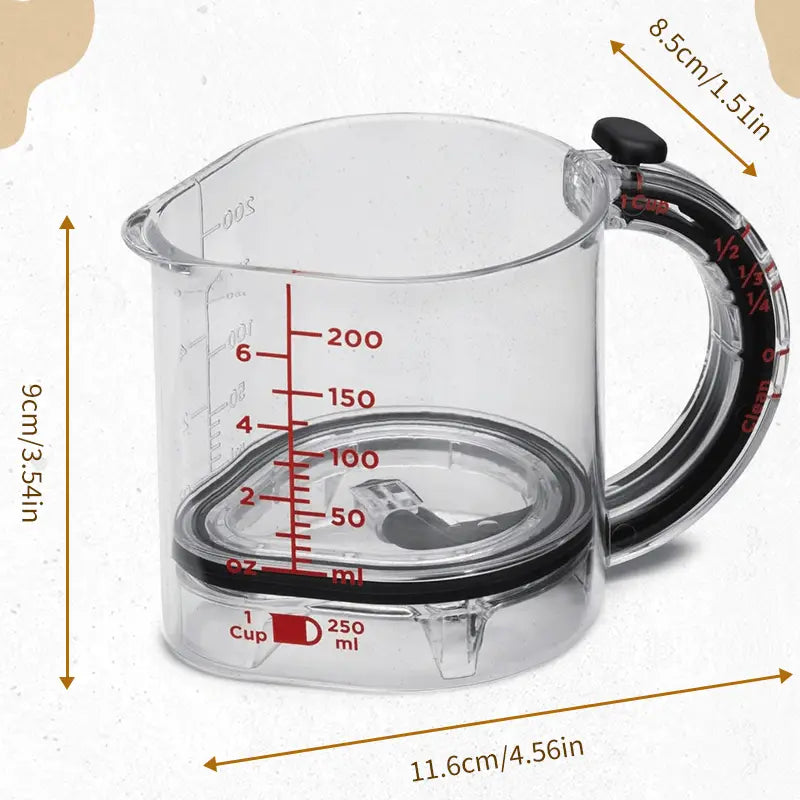 AdjustableGlass™ | Multifunktionaler Messbecher | Mit Hebeboden für präzises Messen