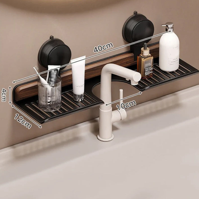 WalnutEase™ | Badezimmerablage mit Saugnapf aus Nussbaumholz