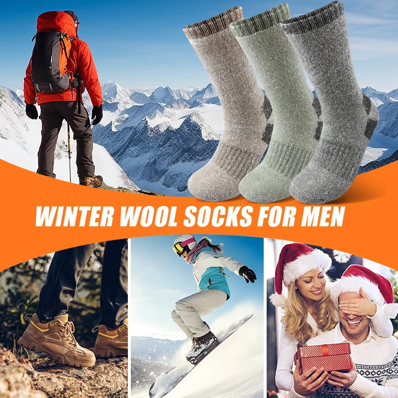 AlpenWool™  | 3 Paar Herren Thermo-Wintersocken | Extra dick, warme Wolle | Mittellange Socken für Skifahren & Outdoor-Einsatz