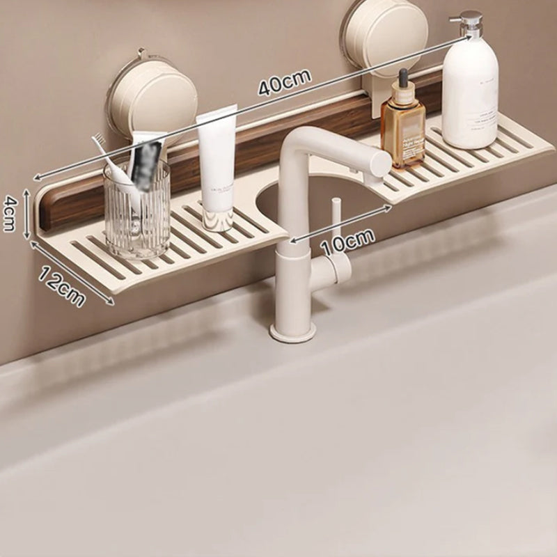 WalnutEase™ | Badezimmerablage mit Saugnapf aus Nussbaumholz