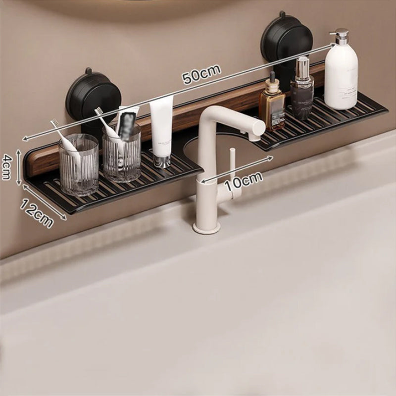 WalnutEase™ | Badezimmerablage mit Saugnapf aus Nussbaumholz