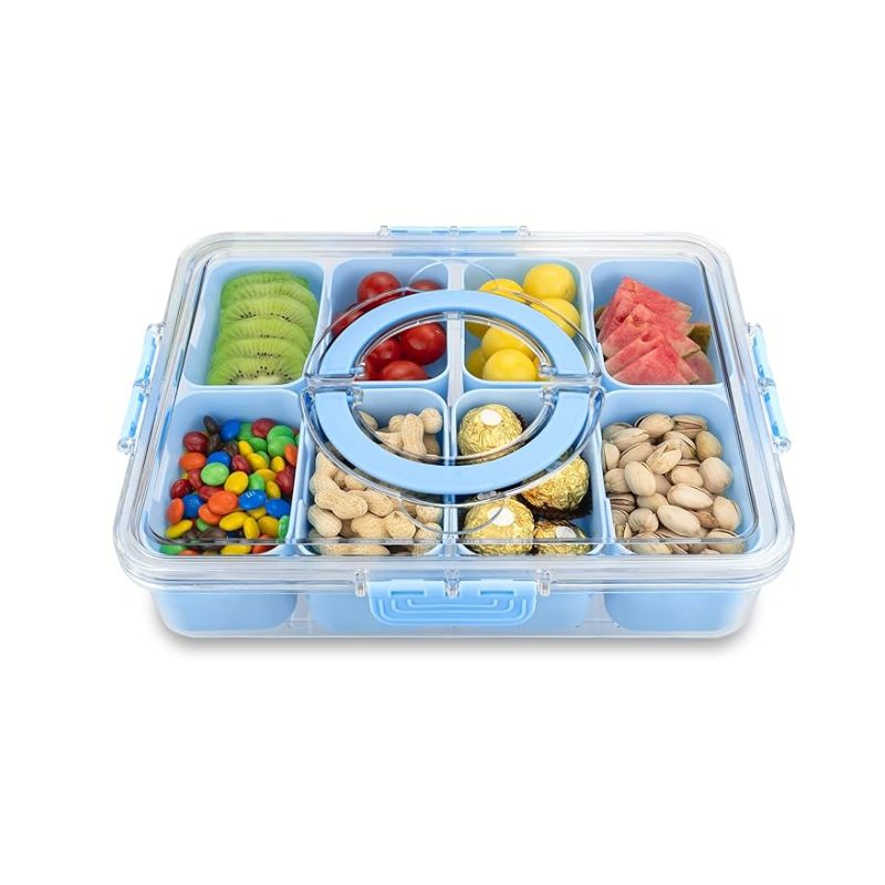 50% RABATT | SnackOrbit™ | Snackbox mit 8 Fächern & aromadichtem Deckel | ideal für unterwegs