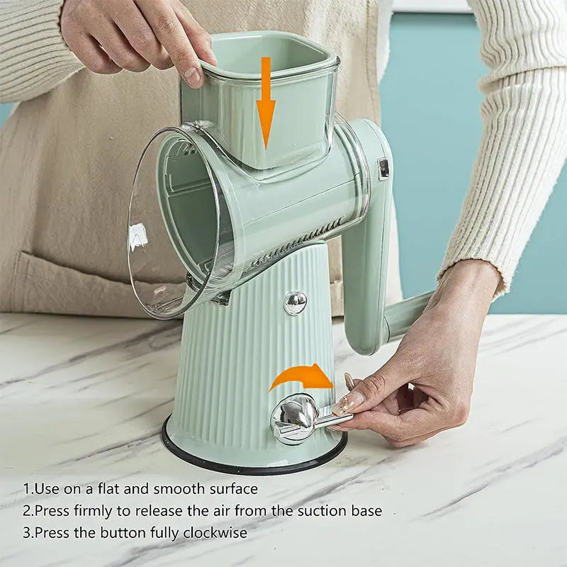 SliceMate™ | 5-in-1 Dreh-Mandoline Schneidegerät für knusprige, gesunde Gemüsesnacks