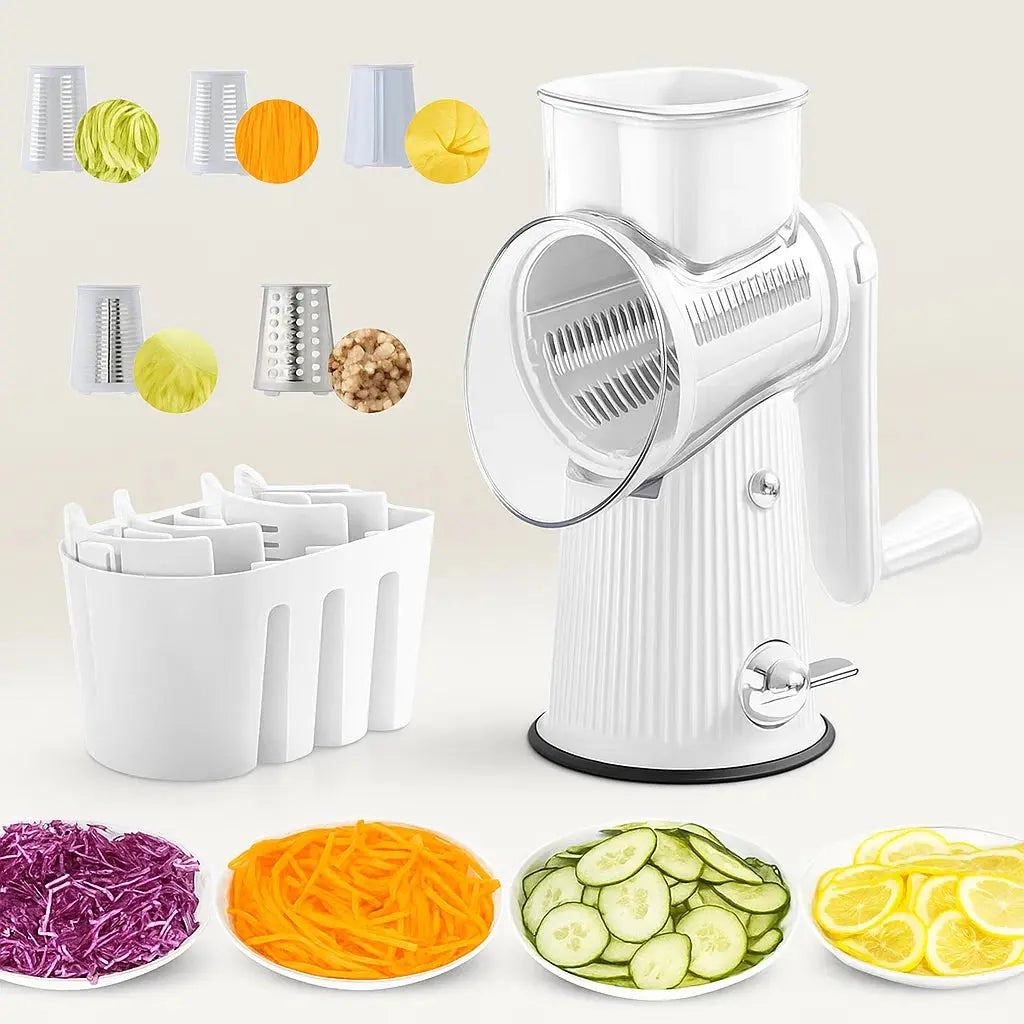 SliceMate™ | 5-in-1 Dreh-Mandoline Schneidegerät für knusprige, gesunde Gemüsesnacks