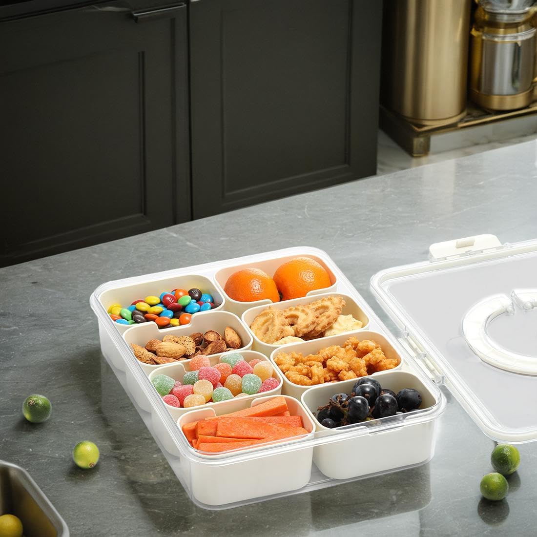 50% RABATT | SnackOrbit™ | Snackbox mit 8 Fächern & aromadichtem Deckel | ideal für unterwegs