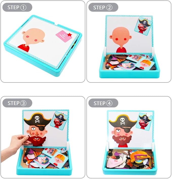 MagFace™ | Magnetisches Puzzle Gesichter-Anziehspiel Reisespiel Doppelseitiges Vorschulerziehungs-Lernspielzeug für Kinder