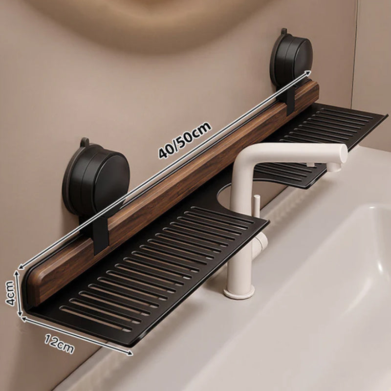 WalnutEase™ | Badezimmerablage mit Saugnapf aus Nussbaumholz