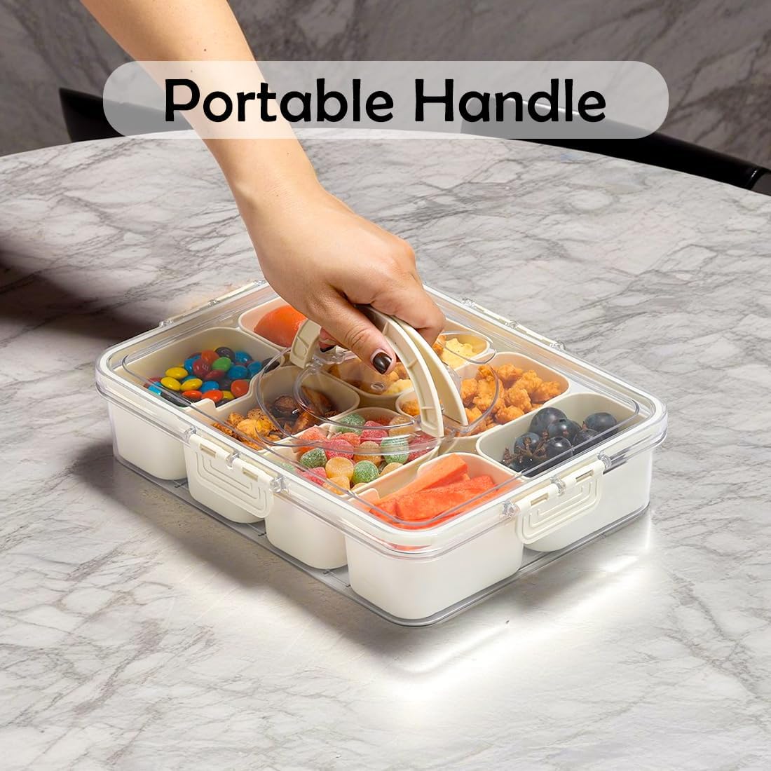 50% RABATT | SnackOrbit™ | Snackbox mit 8 Fächern & aromadichtem Deckel | ideal für unterwegs