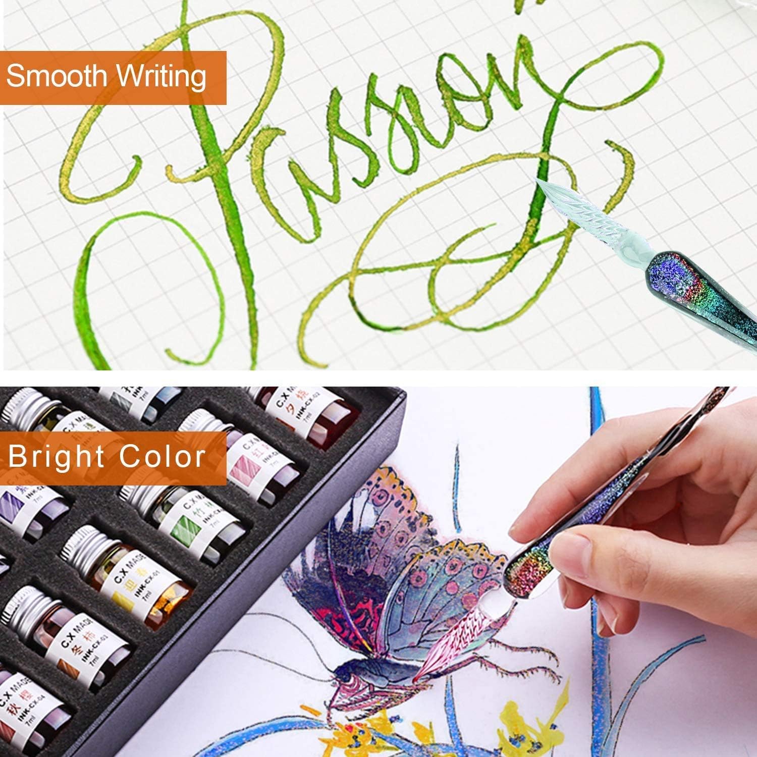 PrismWriter™ | Handgefertigtes Kristall-Kalligraphie-Bleistift- und Farbset