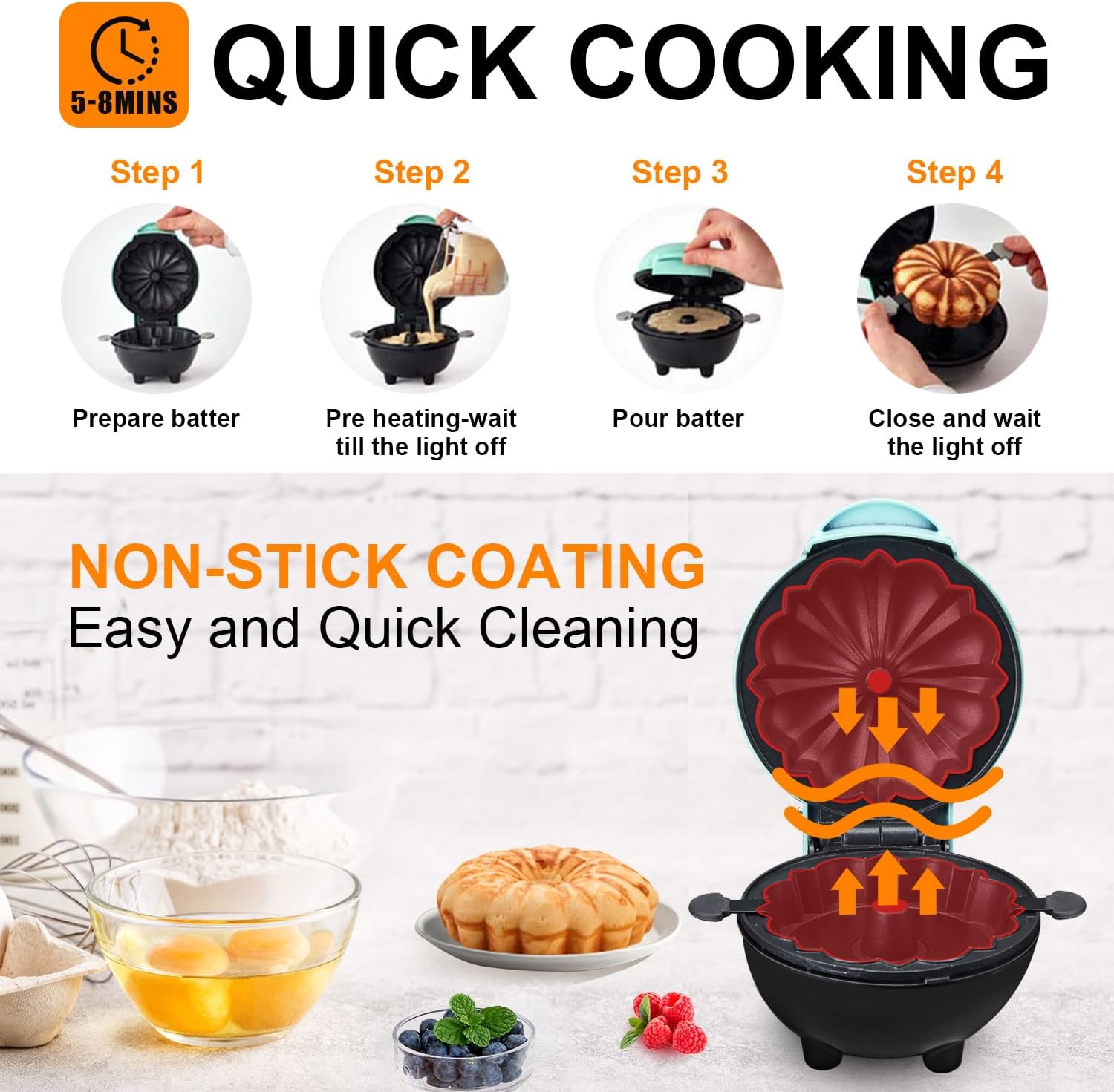 50% RABATT | Bundtzy™ | Mini-Kuchenmaker – Elektrischer Kuchenautomat für fluffige Mini-Kuchen in 10 Minuten