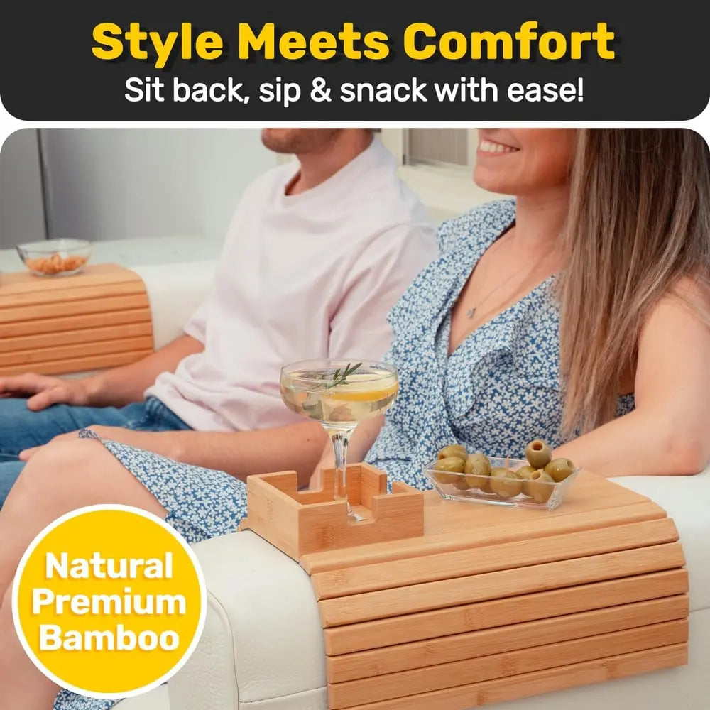 BambEase™ | Umweltfreundlicher Becher- und Snackhalter für das Sofa