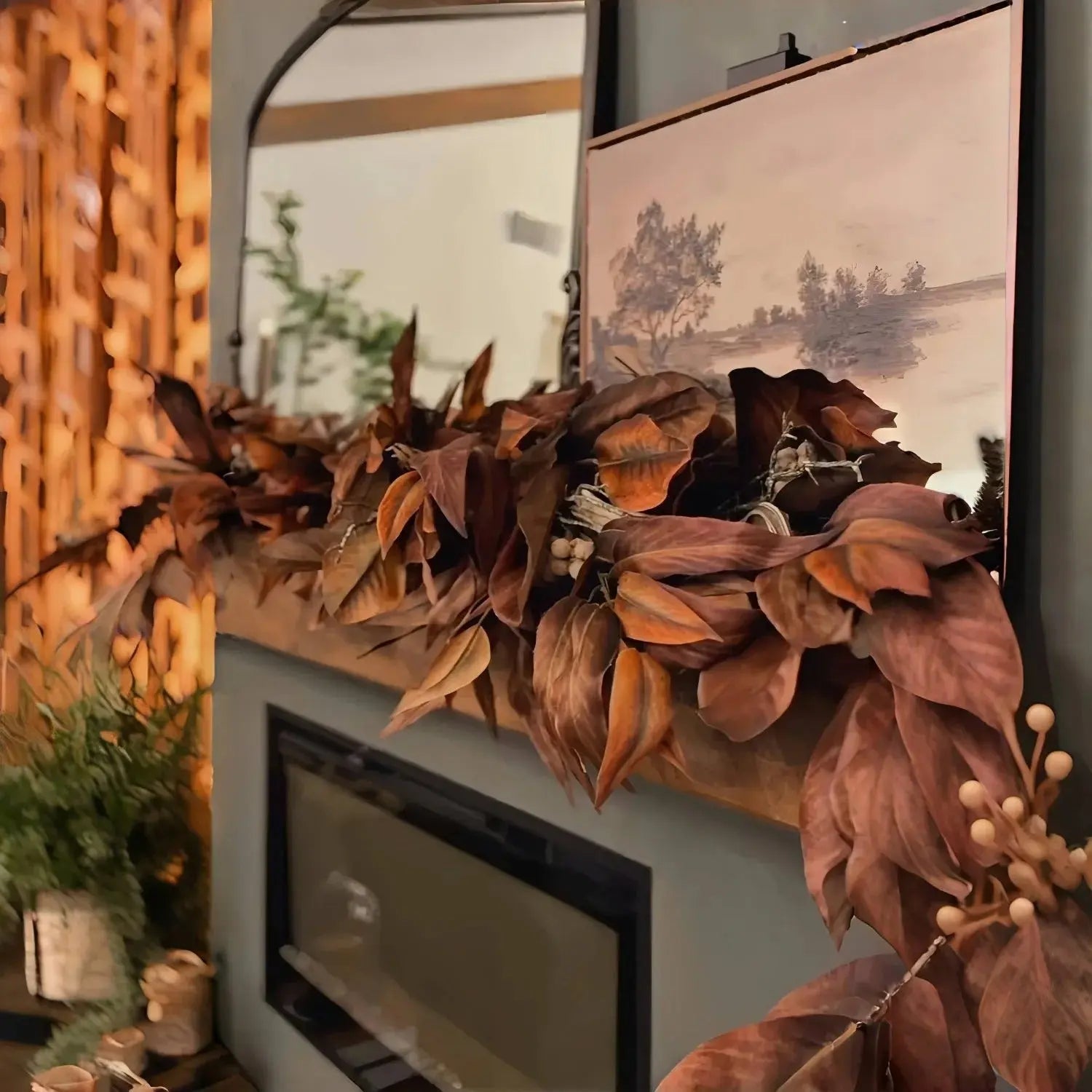 Magnoliengirlande™ |  Realistische Herbstdekoration für Innenräume und überdachte Außenbereiche