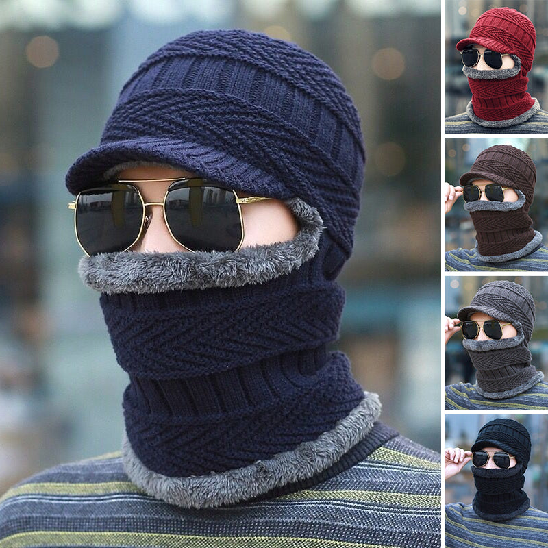 CozyMask™ | 2-in-1-Strickmütze mit Halswärmer für den Winter | Dickes Jacquardgewebe | Winddicht und kälteabweisend