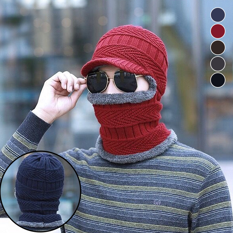 CozyMask™ | 2-in-1-Strickmütze mit Halswärmer für den Winter | Dickes Jacquardgewebe | Winddicht und kälteabweisend