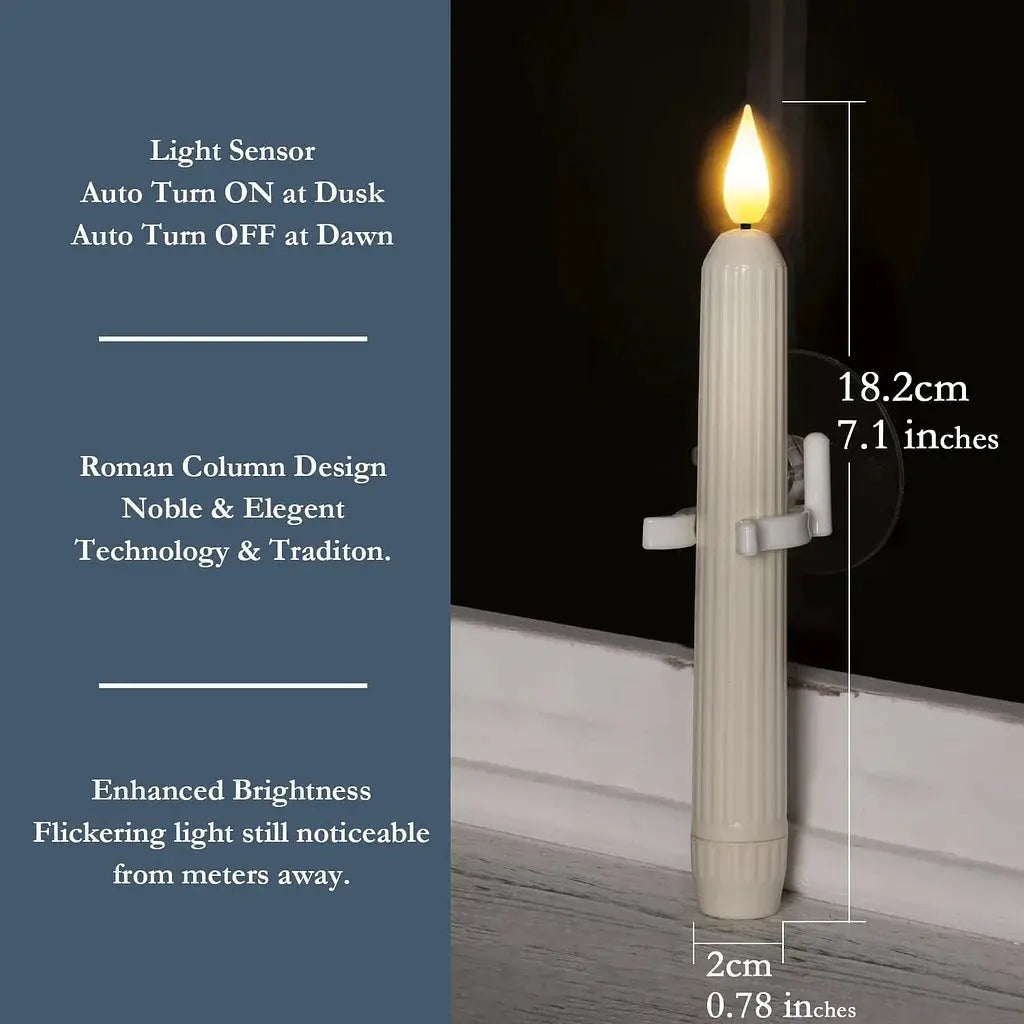 LumiCandle™ | Flammenlose LED‑Fensterkerzen mit Dämmerungssensor, 6er Set