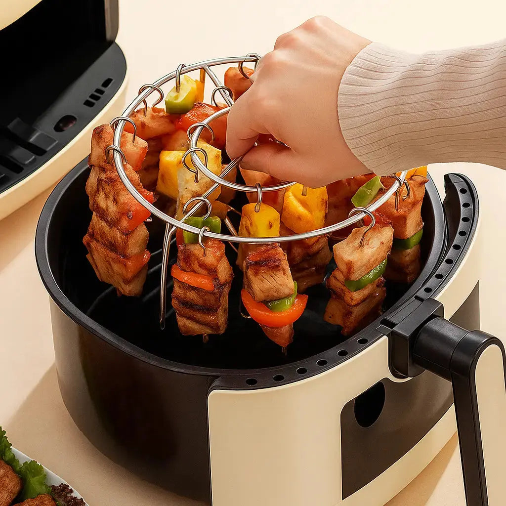 GrillHero™ | Kebab-Grill für Heißluftfritteusen – Gleichmäßiges Garen & BBQ-Genuss