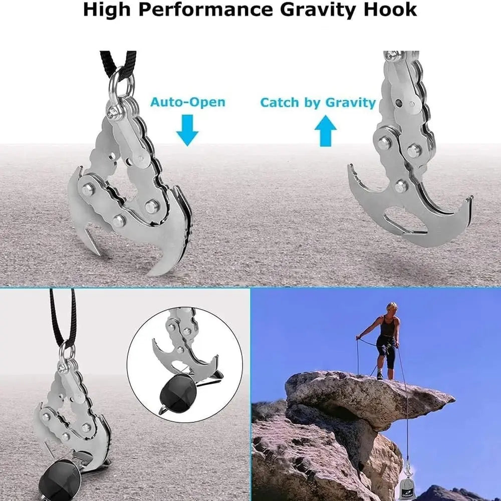 GripLink™ | Kompakter Edelstahl-Mehrzweck-Outdoor-Haken mit Auto-Grip-Klaue