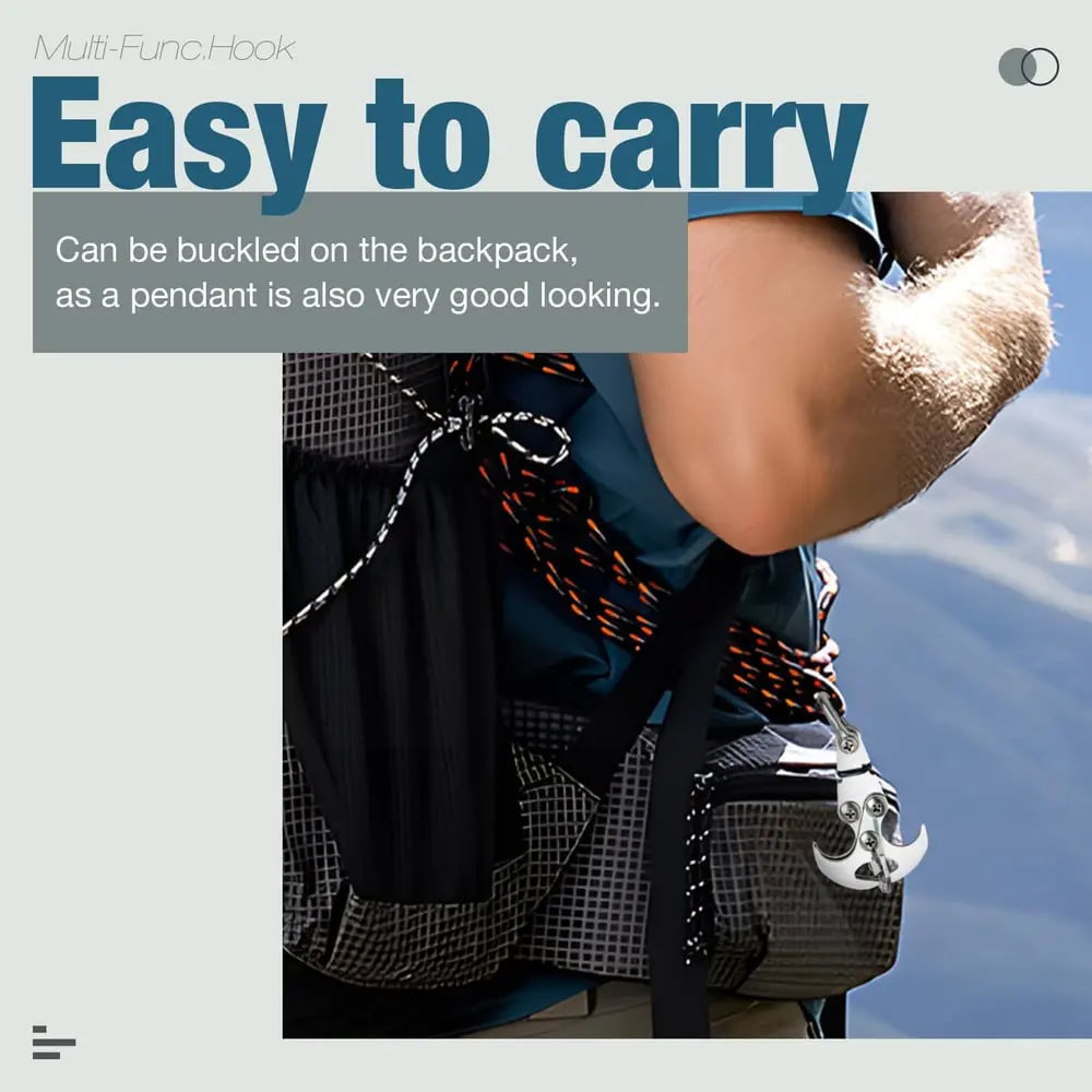 GripLink™ | Kompakter Edelstahl-Mehrzweck-Outdoor-Haken mit Auto-Grip-Klaue
