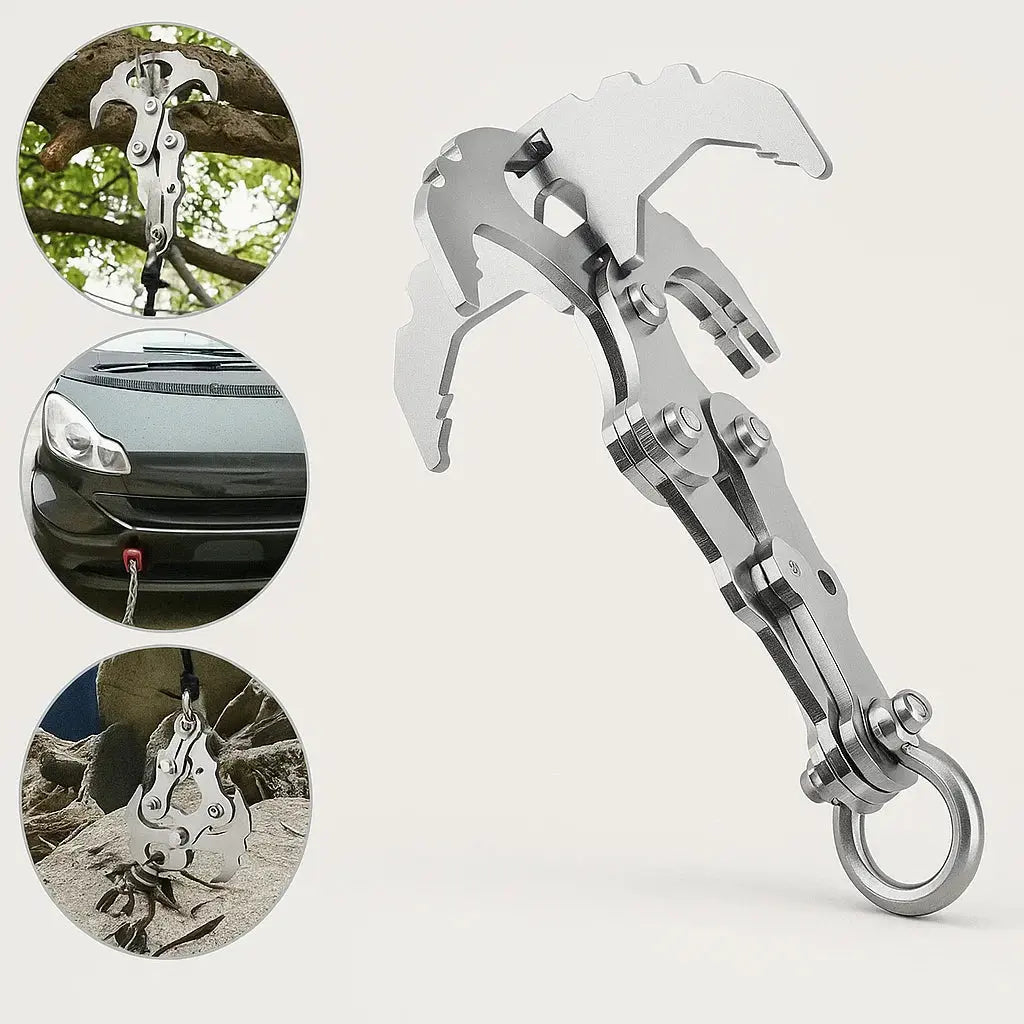 GripLink™ | Kompakter Edelstahl-Mehrzweck-Outdoor-Haken mit Auto-Grip-Klaue