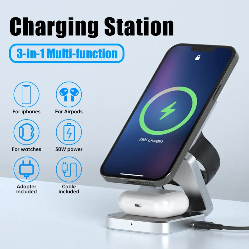 Movina Rostami ChargeFold™ | 3-in-1 Drahtlose Ladestation – Smartphone, Smartwatch un ...