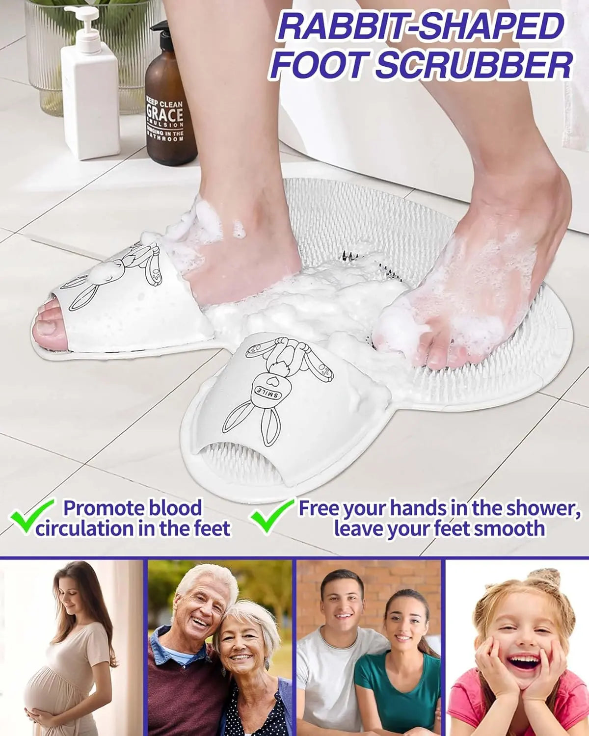 BunnyScrubber™ | Massage-Fußmatte in Hasenform – Fördert Kreislauf & glatte Fußhaut