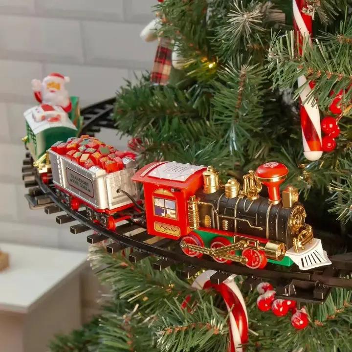 SantaRail™ | Nostalgischer Weihnachtszug für den Weihnachtsbaum – mit Musik & Licht
