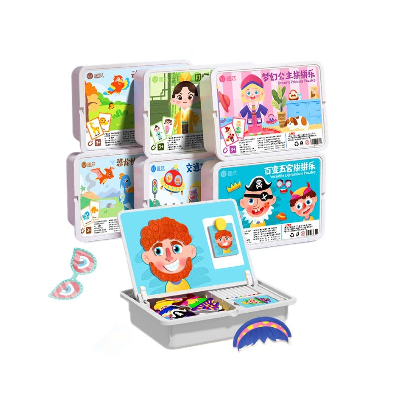 MagFace™ | Magnetisches Puzzle Gesichter-Anziehspiel Reisespiel Doppelseitiges Vorschulerziehungs-Lernspielzeug für Kinder
