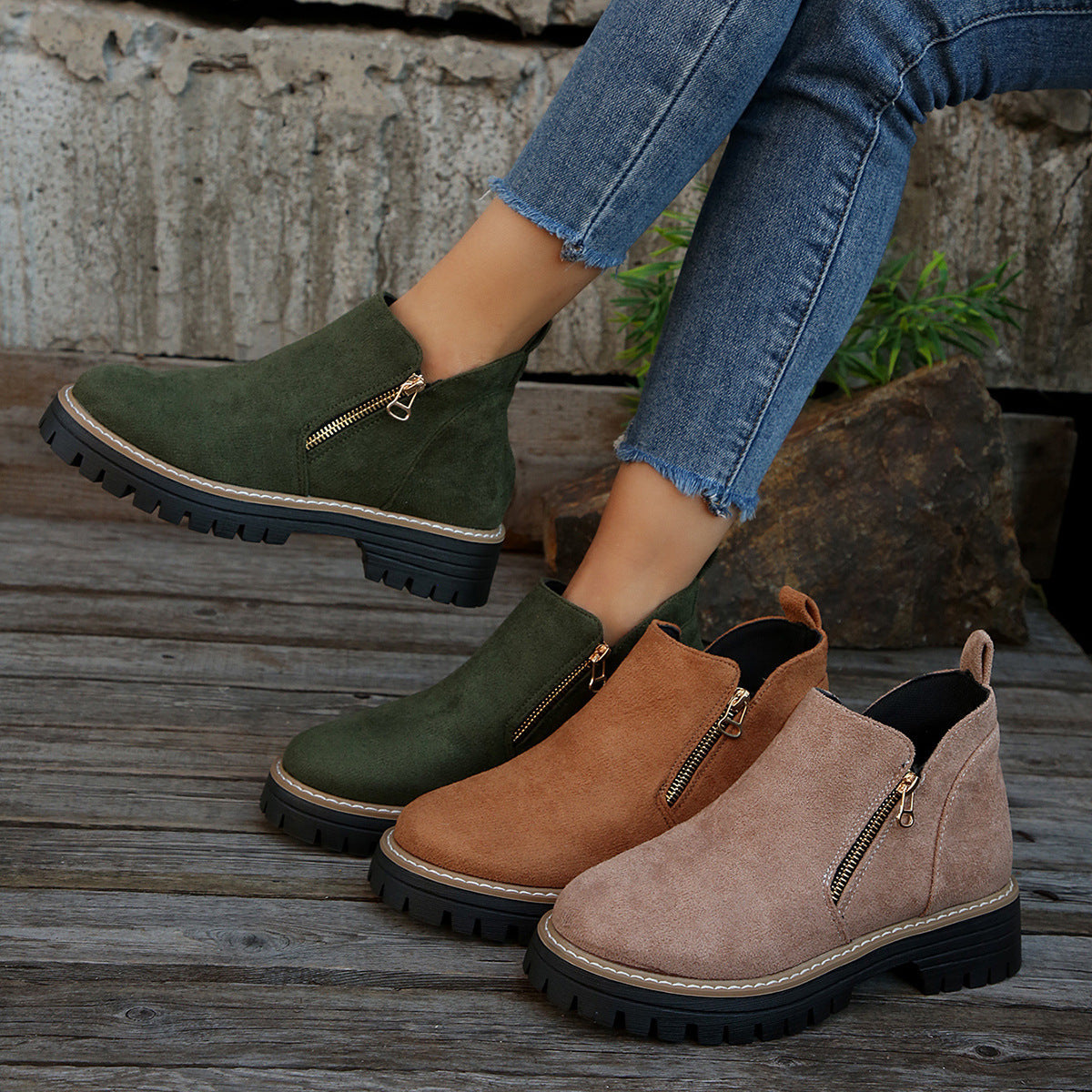 UrbanWalk™ | Damen-Stiefeletten mit runder Spitze und seitlichem Reißverschluss