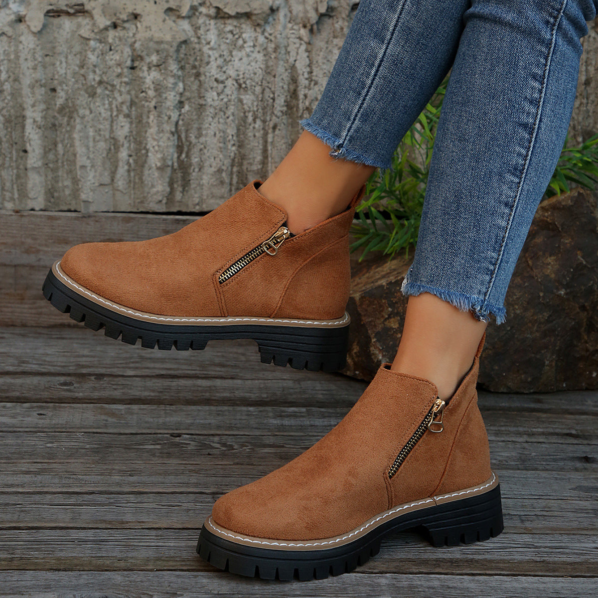 UrbanWalk™ | Damen-Stiefeletten mit runder Spitze und seitlichem Reißverschluss