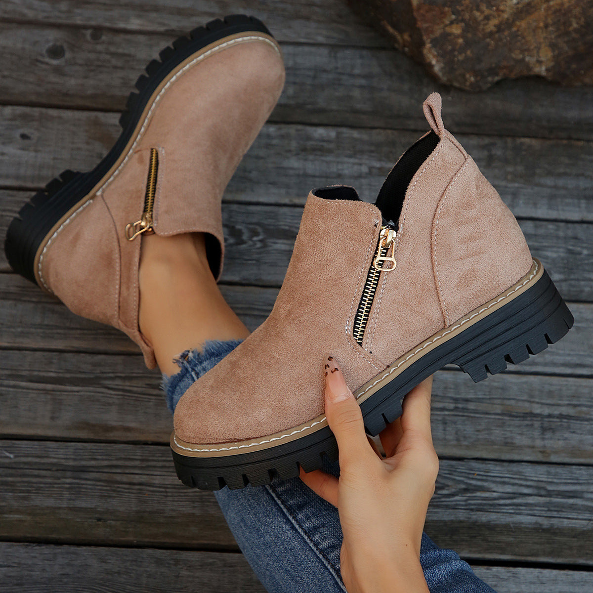 UrbanWalk™ | Damen-Stiefeletten mit runder Spitze und seitlichem Reißverschluss