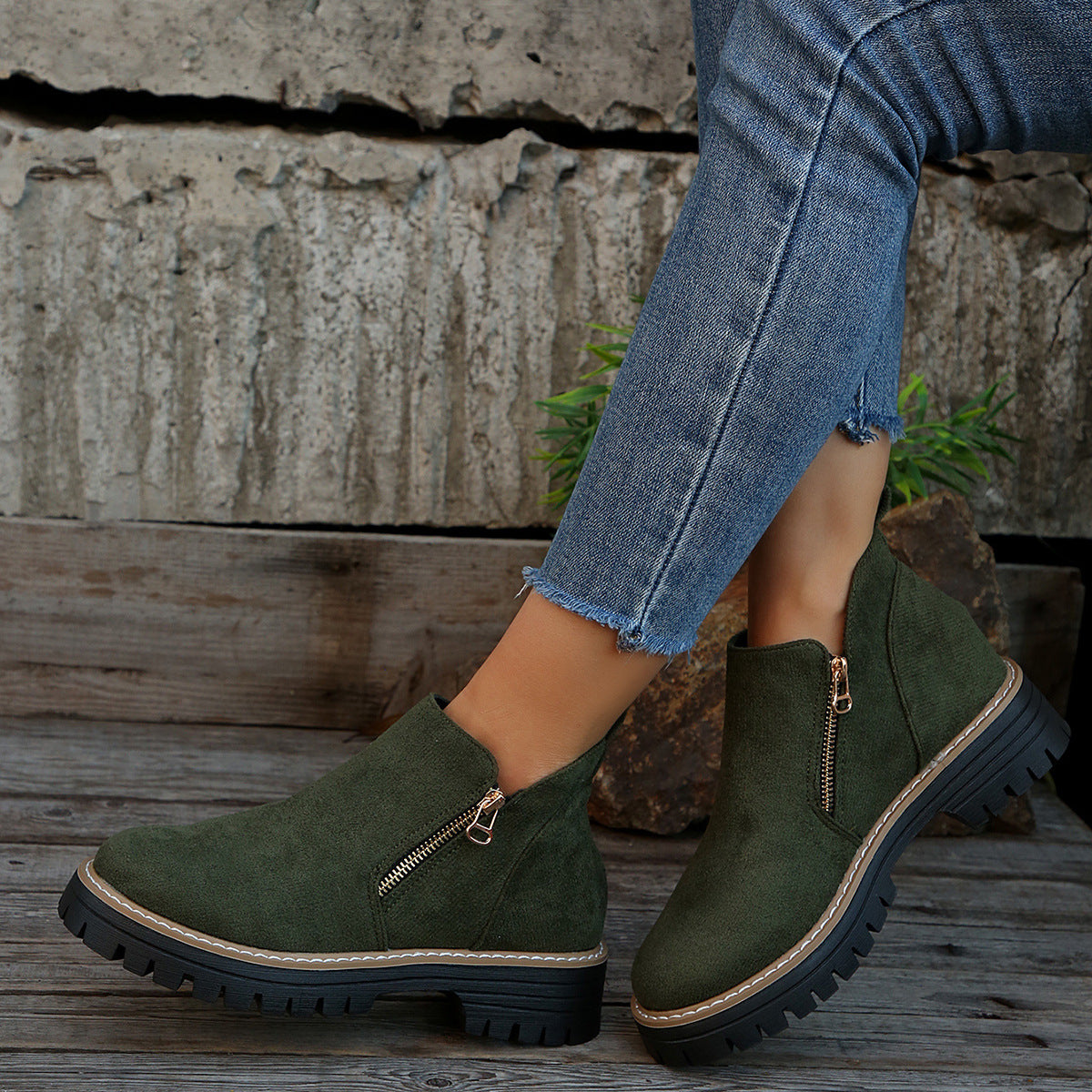 UrbanWalk™ | Damen-Stiefeletten mit runder Spitze und seitlichem Reißverschluss