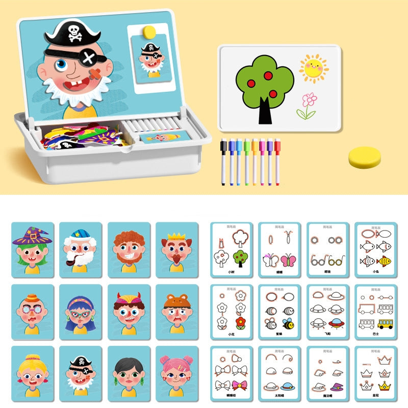 MagFace™ | Magnetisches Puzzle Gesichter-Anziehspiel Reisespiel Doppelseitiges Vorschulerziehungs-Lernspielzeug für Kinder