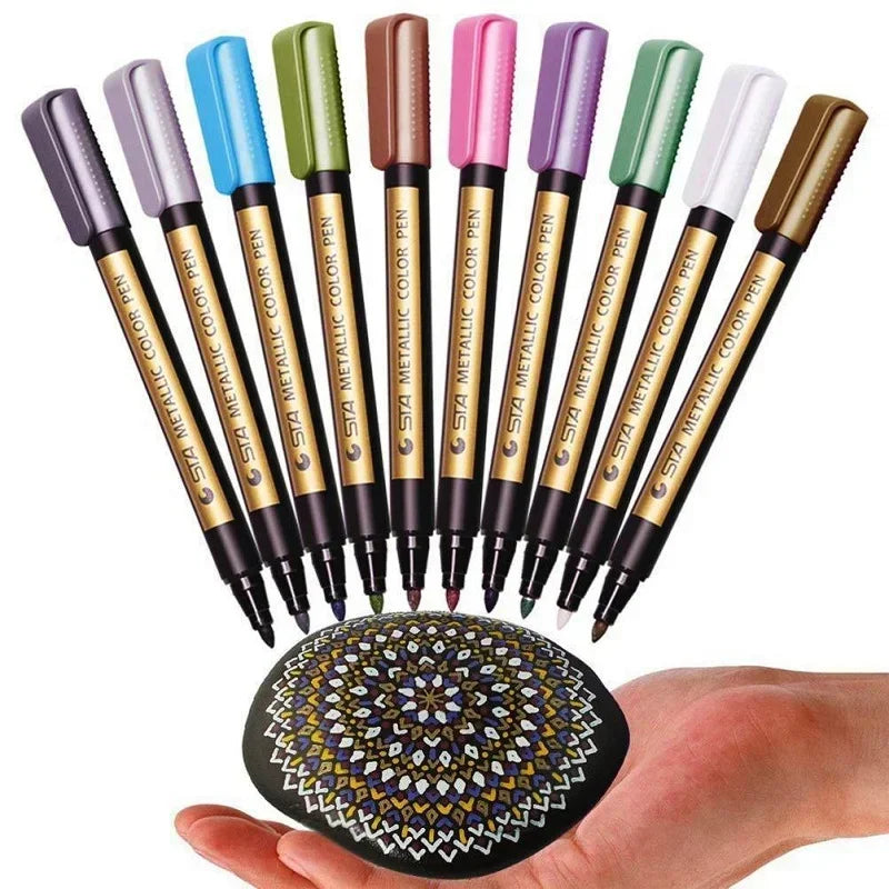 SparkInk  | Metallic Marker Set - 10 Farben für Lebendige DIY-Projekte