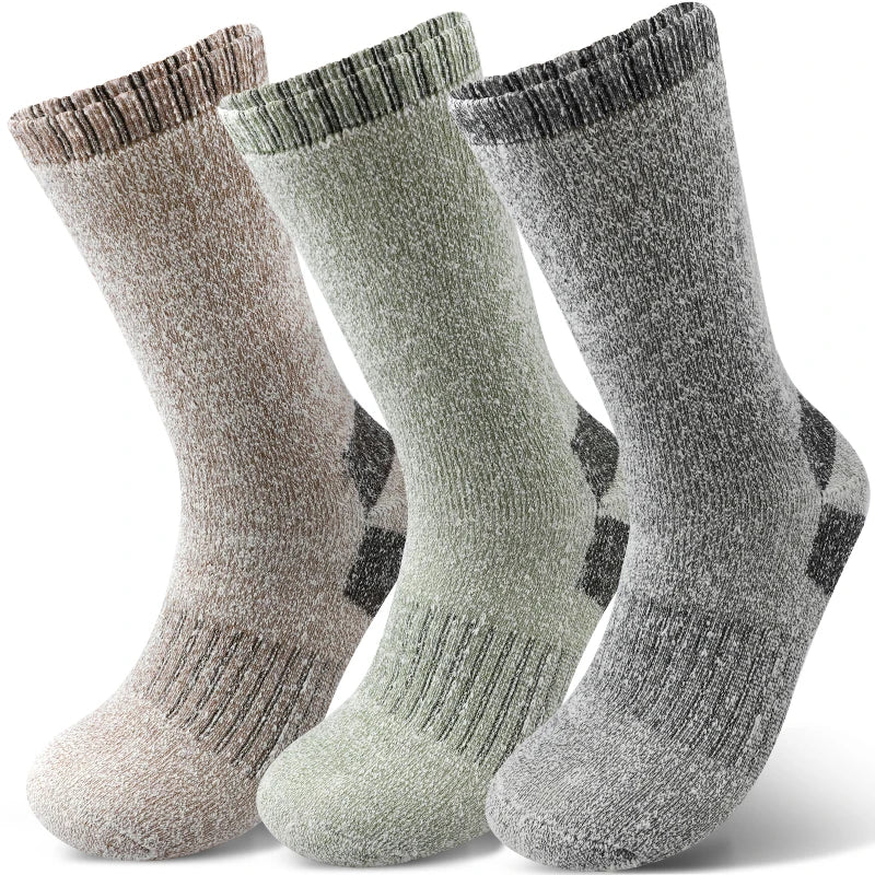AlpenWool™  | 3 Paar Herren Thermo-Wintersocken | Extra dick, warme Wolle | Mittellange Socken für Skifahren & Outdoor-Einsatz