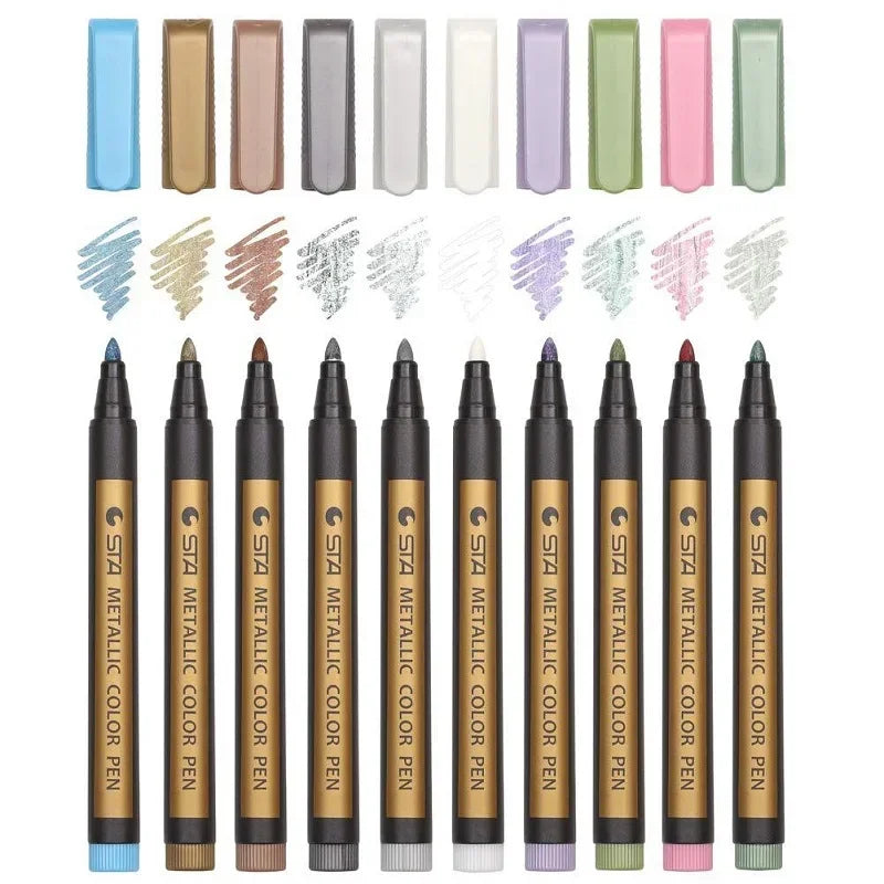SparkInk  | Metallic Marker Set - 10 Farben für Lebendige DIY-Projekte