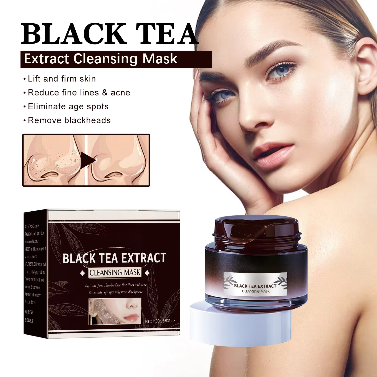 1+1 GRATIS | TeaElixir™ | Schwarzer Tee Gesichtsmaske für strahlende, feste & gereinigte Haut | Luxuriöse Pflege mit Anti-Aging- & Feuchtigkeitswirkung