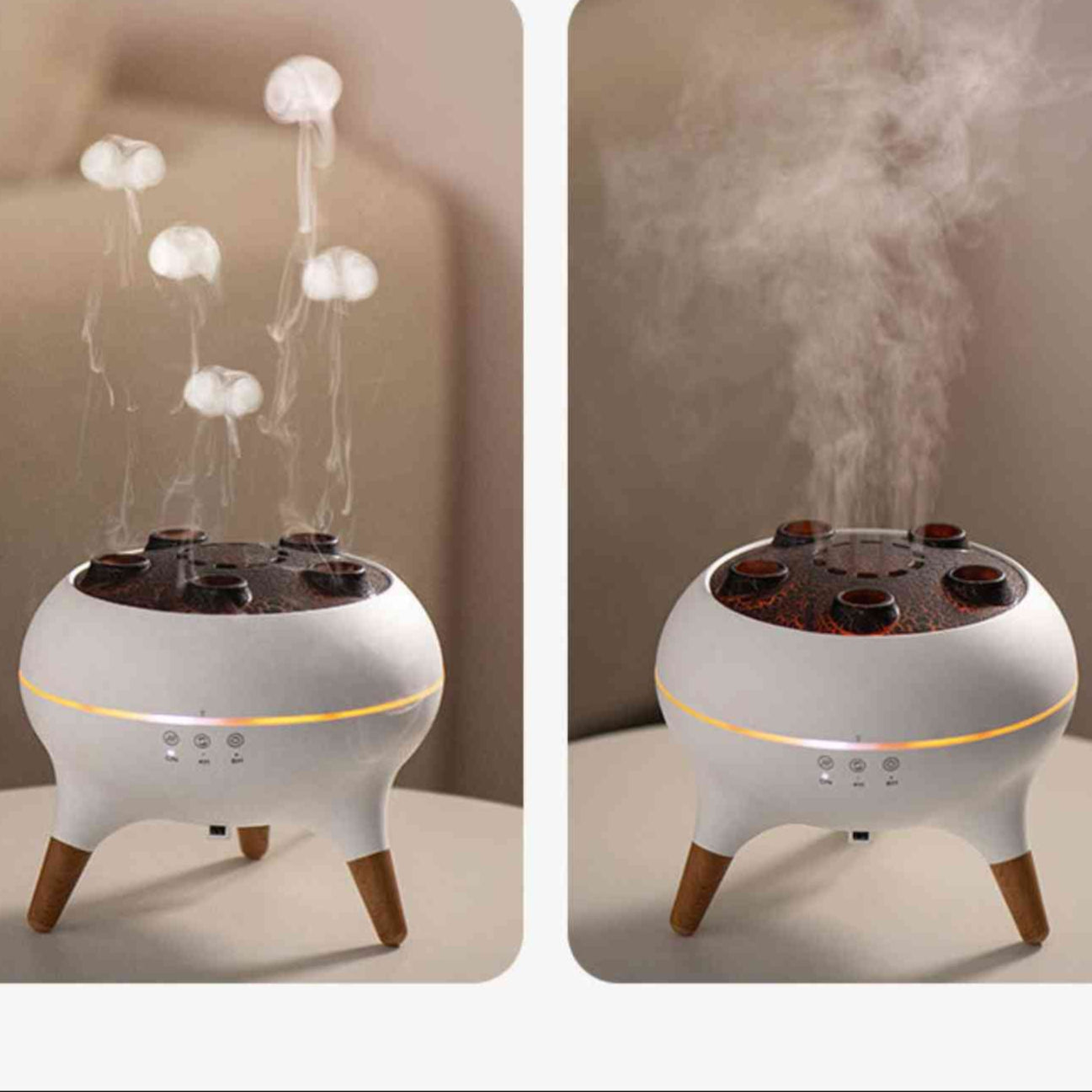 Flamora™ | Quallen-Diffusor | Flammenlicht, Aromanebel & stilvolles Holzdesign