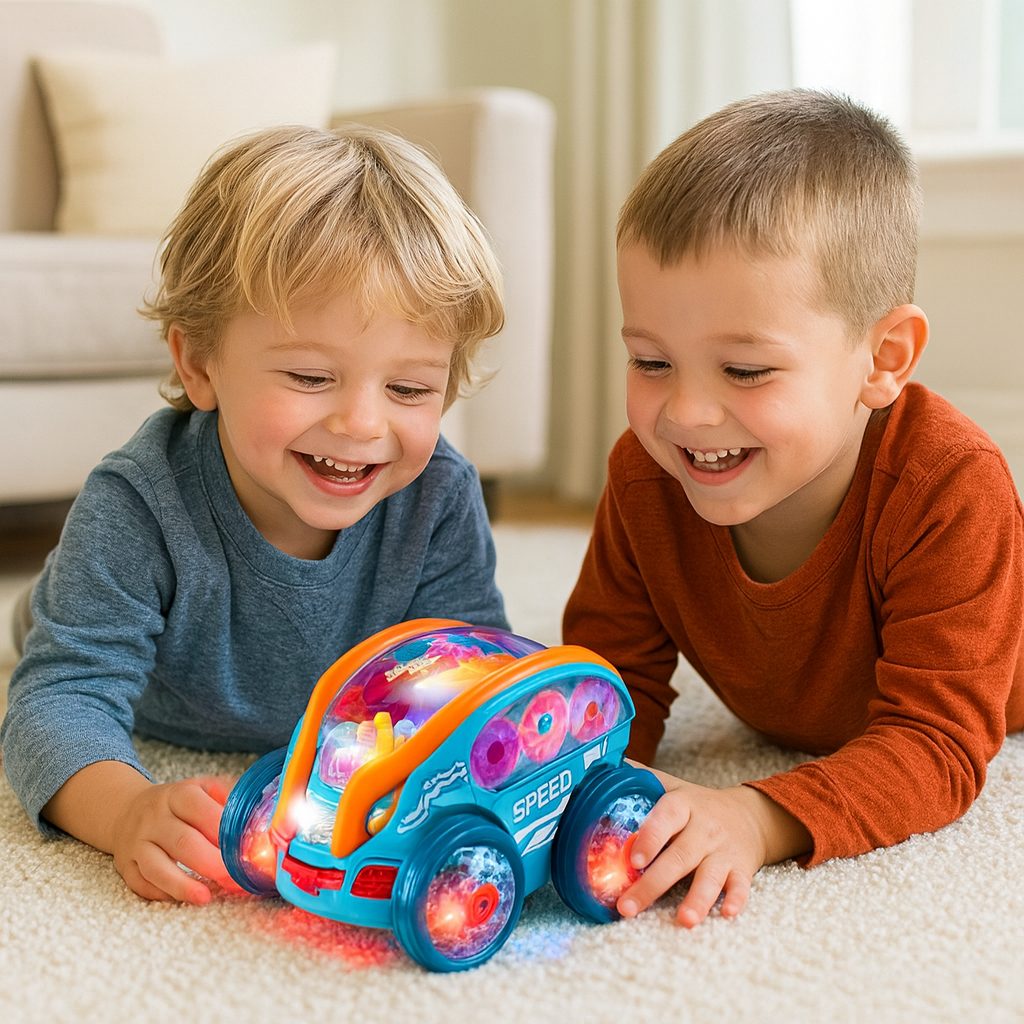 50% RABATT | LumeRacer™ | Das leuchtende Action-Auto mit Musik & Zahnrad-Show | 360° LED-Spielzeug für grenzenlosen Spaß & Lernen