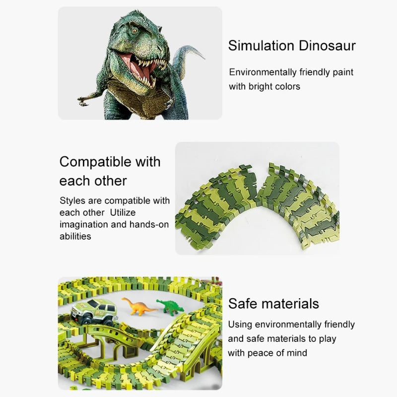 50% RABATT | RaptorRace™ | Dino-Adventure Rennstrecke – Modulare, drehbare Schienen & 200+ Teile für stundenlangen actionreichen Spielspaß